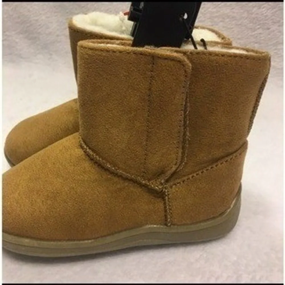 Wonder Nation Faux Suede‎ Boots Toddler 3 Brown NEW Fur Lined Cozy Winter Shoes